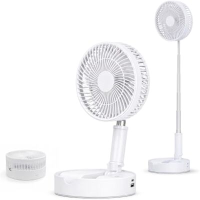 Status IONOS 7" Foldable Rechargeable Desk Fan, White Portable Battery Powered, 3 Speed Settings, Travel Bedroom Home or Office, ION7FOLDFAN1PKB4 Status IONOS 7" Foldable Rechargeable Desk Fan, White Portable Battery Powered, 3 Speed Settings, Travel Bedroom Home or Office, ION7FOLDFAN1PKB4