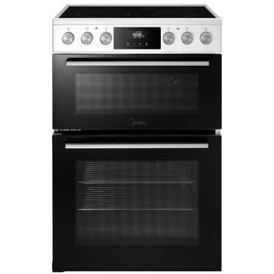 Midea 60cm Freestanding Electric Cooker with Ceramic Hob, 69L + 38L Double Oven, White MFO24EME4R118-WH Midea 60cm Freestanding Electric Cooker with Ceramic Hob, 69L + 38L Double Oven, White MFO24EME4R118-WH