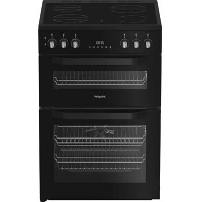Hotpoint HDE6VDB1 Double Oven Electric Cooker with Ceramic Hob Black Hotpoint HDE6VDB1 Double Oven Electric Cooker with Ceramic Hob Black