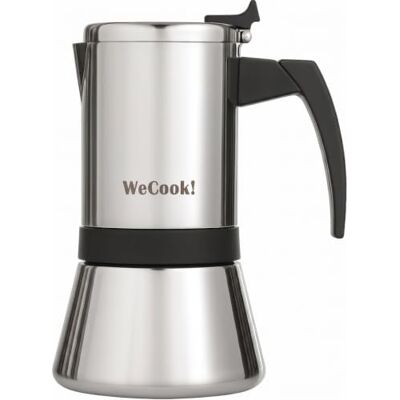 WECOOK! Moka Pot 18/10 Stainless Steel, Induction, Silver-Black, 9 Cup 18/10 stainless steel, Bakelite soft-touch handle, nickel safety valve, induction/gas/ceramic hobs, measuring spoon included WECOOK! Moka Pot 18/10 Stainless Steel, Induction, Silver-Black, 9 Cup 18/10 stainless steel, Bakelite soft-touch handle, nickel safety valve, induction/gas/ceramic hobs, measuring spoon included