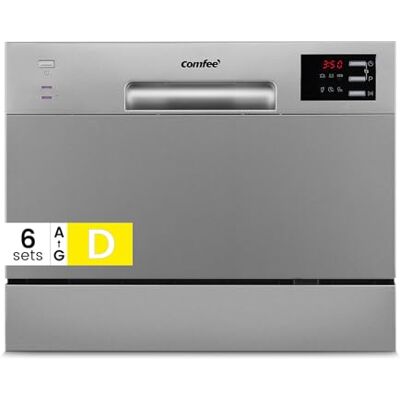 COMFEE' 2026 New Upgraded Table Top Dishwasher with 6 Place Settings, Mini Countertop Dishwasher for Small Families, Couples, Auto Open Dry, LED display, Delay Start, 47dB Quiet Noise, Silver COMFEE' 2026 New Upgraded Table Top Dishwasher with 6 Place Settings, Mini Countertop Dishwasher for Small Families, Couples, Auto Open Dry, LED display, Delay Start, 47dB Quiet Noise, Silver