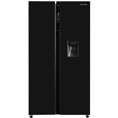 Russell Hobbs Freestanding American Fridge Freezer with Water Dispenser 442 Litre 70/30 in Black, Super Freeze Function 177cm Tall & 90cm Wide with 5 Glass Shelves RH90AFF201B-WD Russell Hobbs Freestanding American Fridge Freezer with Water Dispenser 442 Litre 70/30 in Black, Super Freeze Function 177cm Tall & 90cm Wide with 5 Glass Shelves RH90AFF201B-WD