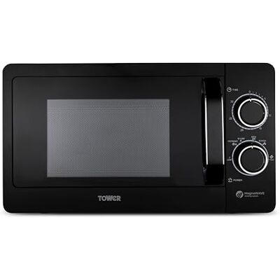 Tower T24042BLK Manual Microwave with Sleek Mirror Door, 800W, 20L, Black & Chrome Tower T24042BLK Manual Microwave with Sleek Mirror Door, 800W, 20L, Black & Chrome