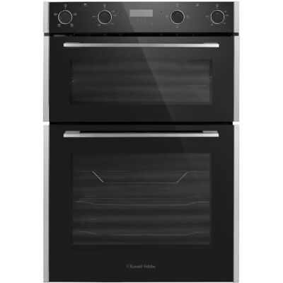 Russell Hobbs Built-In Electric Fan-Assisted Double Oven 110L Total Capacity in Black, 60cm Wide, with 7 Functions, Single & Double Grill, Convection Heating, LED Clock & Timer, RH89DEO2003BS Russell Hobbs Built-In Electric Fan-Assisted Double Oven 110L Total Capacity in Black, 60cm Wide, with 7 Functions, Single & Double Grill, Convection Heating, LED Clock & Timer, RH89DEO2003BS