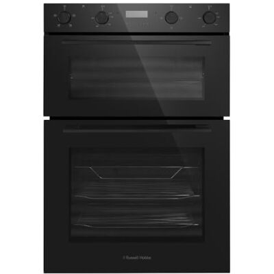 Russell Hobbs Built-Under 110L Electric Fan-Assisted Double Oven in Black, 60cm Wide, Grill Function, Defrost & Convection Heating, LED Clock & Timer, RH89DEO2004B Russell Hobbs Built-Under 110L Electric Fan-Assisted Double Oven in Black, 60cm Wide, Grill Function, Defrost & Convection Heating, LED Clock & Timer, RH89DEO2004B