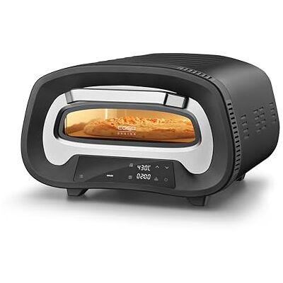 Caso Design PizzaChef 430° Indoor Pizza Oven, High-Temp 430°C Electric Pizza Oven, 8 Auto Programmes, Pizza Maker with Cordierite Stone & Paddle, Adjustable Top/Bottom Heat, 2200W, Black/Silver Caso Design PizzaChef 430° Indoor Pizza Oven, High-Temp 430°C Electric Pizza Oven, 8 Auto Programmes, Pizza Maker with Cordierite Stone & Paddle, Adjustable Top/Bottom Heat, 2200W, Black/Silver
