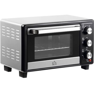 HOMCOM Mini Oven 16L Countertop Electric Grill 60 Min Timer 1400W, Silver Toaster Oven, Adjustable Temperature, Crumb Tray, Baking Tray, Wire Rack, Tray Handle HOMCOM Mini Oven 16L Countertop Electric Grill 60 Min Timer 1400W, Silver Toaster Oven, Adjustable Temperature, Crumb Tray, Baking Tray, Wire Rack, Tray Handle