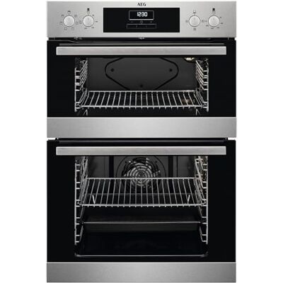 AEG 6000 Built In Electric Double Oven DEB331010M, Multilevel Cooking, 66L Main Capacity, 875x560x550 mm, Enamel Cleaning, LED Display, Stainless Steel AEG 6000 Built In Electric Double Oven DEB331010M, Multilevel Cooking, 66L Main Capacity, 875x560x550 mm, Enamel Cleaning, LED Display, Stainless Steel