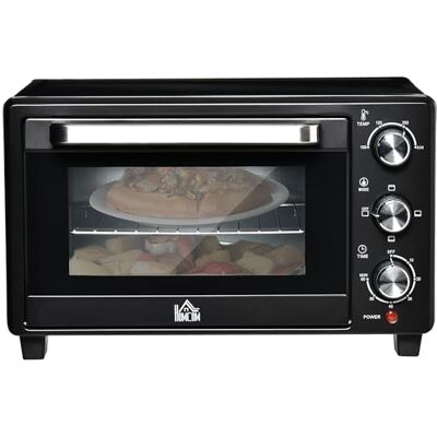 HOMCOM Mini Oven 21L Countertop Electric Grill Adjustable Temp 1400W Black HOMCOM Mini Oven 21L Countertop Electric Grill Adjustable Temp 1400W Black
