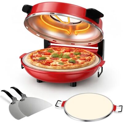 YASHE Electric Pizza Oven 400°C, 1200W, Pizza Ready in 4-6 Minutes 30 cm Ceramic Pizza Stone, Top & Bottom Heating, Viewing Window, Timer, Compact Indoor Pizza Oven for Home YASHE Electric Pizza Oven 400°C, 1200W, Pizza Ready in 4-6 Minutes 30 cm Ceramic Pizza Stone, Top & Bottom Heating, Viewing Window, Timer, Compact Indoor Pizza Oven for Home