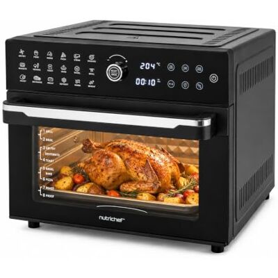 Nutrichef Air Fryer Mini Oven 30L with Rotisserie, Large Stainless Steel Counter Top Convection Oven with 20 Presets for Family Meals and Healthy Cooking Nutrichef Air Fryer Mini Oven 30L with Rotisserie, Large Stainless Steel Counter Top Convection Oven with 20 Presets for Family Meals and Healthy Cooking