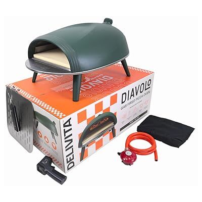 DeliVita Diavolo Gas Pizza Oven – Portable, Lightweight – Cooks Pizza in 60-90 Seconds at 450°C – Includes Folding Peel, Carry Case, Temperature Gun, and Gas Regulator – 10.5kg – Green DeliVita Diavolo Gas Pizza Oven – Portable, Lightweight – Cooks Pizza in 60-90 Seconds at 450°C – Includes Folding Peel, Carry Case, Temperature Gun, and Gas Regulator – 10.5kg – Green