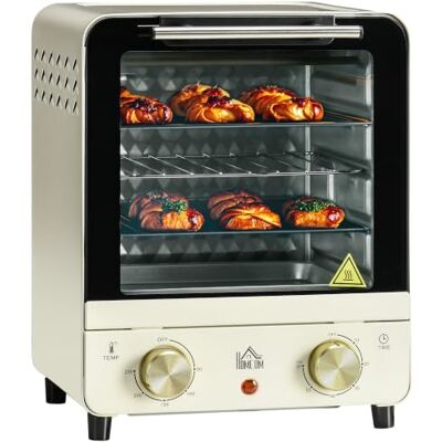 HOMCOM Mini Oven 15 Litres 60-230℃ Adjustable Temperature 1000W Cream White Electric Oven and Grill, 60 Minute Timer, Include Baking Tray, Wire Rack and Crumb Tray HOMCOM Mini Oven 15 Litres 60-230℃ Adjustable Temperature 1000W Cream White Electric Oven and Grill, 60 Minute Timer, Include Baking Tray, Wire Rack and Crumb Tray
