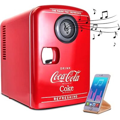 Koolatron Coca-Cola Mini Fridges for Bedrooms 4L Quiet Small 6 Can Table Top Fridge Portable Retro Cooler Warmer with Built-In Bluetooth Wireless Speaker For Drinks Food Coke Kids Skincare Office Home Desk Red Koolatron Coca-Cola Mini Fridges for Bedrooms 4L Quiet Small 6 Can Table Top Fridge Portable Retro Cooler Warmer with Built-In Bluetooth Wireless Speaker For Drinks Food Coke Kids Skincare Office Home Desk Red