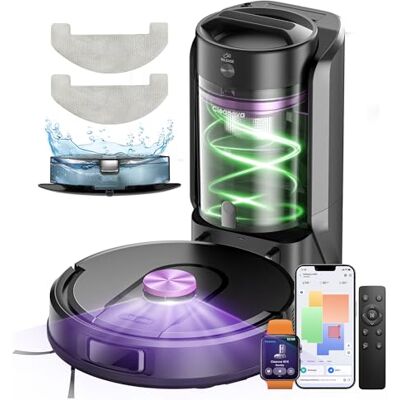 Vexilar Robot Vacuum and Mop with Multi-Cyclone Bagless Self Emptying Docking Station, 10000Pa Suction, LiDAR Navigation, 5 Maps, 180Min Runtime, Robotic Vacuum for Pet Hair, Carpet and Hard Floor Vexilar Robot Vacuum and Mop with Multi-Cyclone Bagless Self Emptying Docking Station, 10000Pa Suction, LiDAR Navigation, 5 Maps, 180Min Runtime, Robotic Vacuum for Pet Hair, Carpet and Hard Floor