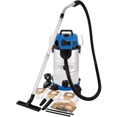 Draper 230V M-Class Industrial Wet & Dry Vacuum Cleaner & Dust Extractor 35l with Power Take-Off -1500W High Suction Anti-Static Hose, Auto Filter Clean & LED Airflow Indicator Draper 230V M-Class Industrial Wet & Dry Vacuum Cleaner & Dust Extractor 35l with Power Take-Off -1500W High Suction Anti-Static Hose, Auto Filter Clean & LED Airflow Indicator