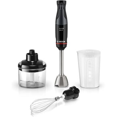 Bosch ErgoMaster Series 4 MSM4B621GB Pressure Controlled Speed 2 in 1 Hand Blender with Chopper, Beaker and Whisk, Stainless Steel Blade, 1000 W Motor, Black Bosch ErgoMaster Series 4 MSM4B621GB Pressure Controlled Speed 2 in 1 Hand Blender with Chopper, Beaker and Whisk, Stainless Steel Blade, 1000 W Motor, Black