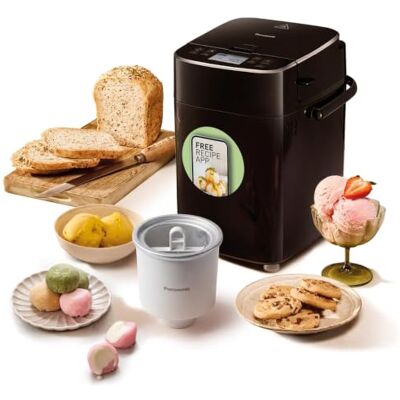 Panasonic SD-PMC100NXC 400g Bread Maker & 400ml Ice Cream Maker, 34 Menus 34 Programmes fully automatic, 2 Temperature Sensors, Yeast & Raisin/Nuts Dispensers, 13h Delay Timer, Ice Cream container Panasonic SD-PMC100NXC 400g Bread Maker & 400ml Ice Cream Maker, 34 Menus 34 Programmes fully automatic, 2 Temperature Sensors, Yeast & Raisin/Nuts Dispensers, 13h Delay Timer, Ice Cream container