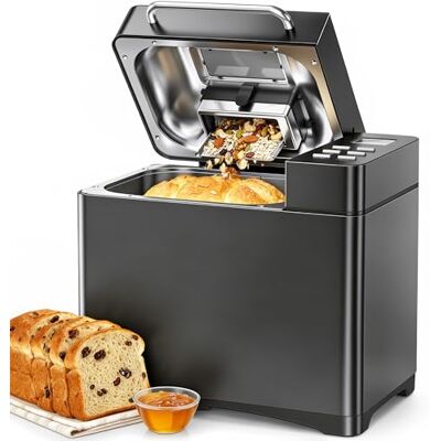 JUMMICO Bread Maker Black – 19 Programs, 1000g Capacity, 3 Browning Levels, Timer, 710W, Including Viewing Window & Recipe Book – Fully Automatic Bread Machine JUMMICO Bread Maker Black – 19 Programs, 1000g Capacity, 3 Browning Levels, Timer, 710W, Including Viewing Window & Recipe Book – Fully Automatic Bread Machine