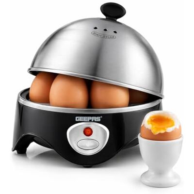 GEEPAS 2-in-1 Electric Egg Boiler & Omelette Maker Machine Egg Cooker 7 Egg Capacity Measuring Cup with Egg Piercer Auto Shut-Off End-of-Cycle Alert & Overheat Protection Compact Design 360W GEEPAS 2-in-1 Electric Egg Boiler & Omelette Maker Machine Egg Cooker 7 Egg Capacity Measuring Cup with Egg Piercer Auto Shut-Off End-of-Cycle Alert & Overheat Protection Compact Design 360W