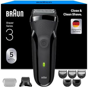 Braun Series 3 Electric Shaver, 300BT, Grey Dry Razor for Men, 3 Flexible Blades, Beard Trimmer Attachment, +5 Combs, Designed in Germany, Includes Rechargeable Battery Braun Series 3 Electric Shaver, 300BT, Grey Dry Razor for Men, 3 Flexible Blades, Beard Trimmer Attachment, +5 Combs, Designed in Germany, Includes Rechargeable Battery