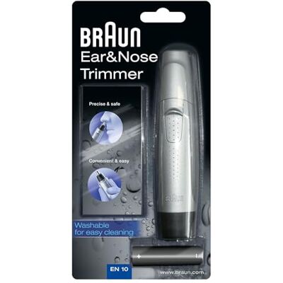 Braun Ear and Nose Hair Trimmer for Men, Precise and Safe Hair Removal, Fully Washable, EN10, Silver Braun Ear and Nose Hair Trimmer for Men, Precise and Safe Hair Removal, Fully Washable, EN10, Silver