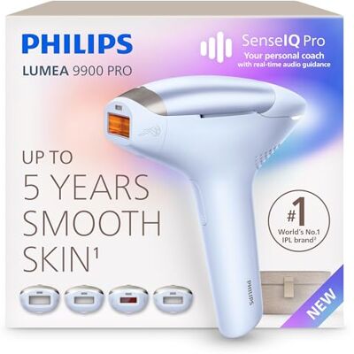 Philips Lumea 9900 Pro IPL Hair Removal Device Long-Lasting Salon-Like Laser Hair Removal Alternative, Easy Home Use, 4 Attachments for Body, Face, Bikini & Armpits, BRC243/02 Philips Lumea 9900 Pro IPL Hair Removal Device Long-Lasting Salon-Like Laser Hair Removal Alternative, Easy Home Use, 4 Attachments for Body, Face, Bikini & Armpits, BRC243/02