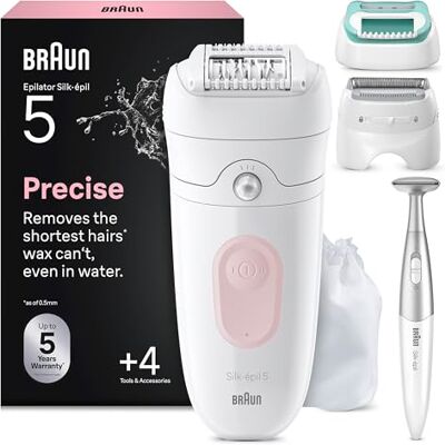 Braun Silk·épil 5 Epilator for Women, Wet & Dry Electric Hair Remover, Lady Shaver for Body & Facial Hair, Includes Trimmer, Bikini Trimmer & Beginner Cap, 5-251, Flamingo Pink Braun Silk·épil 5 Epilator for Women, Wet & Dry Electric Hair Remover, Lady Shaver for Body & Facial Hair, Includes Trimmer, Bikini Trimmer & Beginner Cap, 5-251, Flamingo Pink