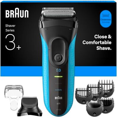 Braun Series 3+ Electric Foil Shaver for Men, Wet & Dry, 3010BT Beard Trimmer Attachment, 3 Flex Blades, MicroComb Technology, Waterproof, 45-Min Runtime, Made in Germany Braun Series 3+ Electric Foil Shaver for Men, Wet & Dry, 3010BT Beard Trimmer Attachment, 3 Flex Blades, MicroComb Technology, Waterproof, 45-Min Runtime, Made in Germany