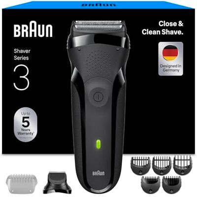 Braun Series 3 Electric Shaver for Men, Dry Foil Razor, 5 Combs, Grey Braun Series 3 Electric Shaver for Men, Dry Foil Razor, 5 Combs, Grey
