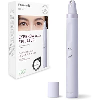 Panasonic ES-EF10-V503 Eyebrow & Facial Hair Epilator for Women, Eyebrow Shaper, LED Light, Compact Pen Design, AA Battery Operated, Light Purple Panasonic ES-EF10-V503 Eyebrow & Facial Hair Epilator for Women, Eyebrow Shaper, LED Light, Compact Pen Design, AA Battery Operated, Light Purple