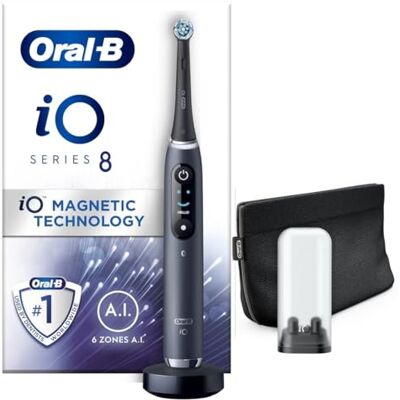Oral-B iO8 Electric Toothbrush Adults, Oral B Electric Toothbrush, App Connected Handle, 1 Ultimate Clean Toothbrush Head & Magnetic Pouch, 6 Modes, Teeth Whitening, Black Oral-B iO8 Electric Toothbrush Adults, Oral B Electric Toothbrush, App Connected Handle, 1 Ultimate Clean Toothbrush Head & Magnetic Pouch, 6 Modes, Teeth Whitening, Black
