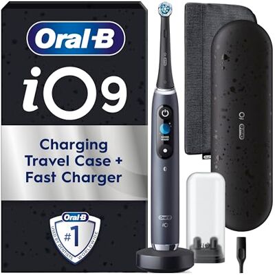 Oral-B iO9 Electric Toothbrush, Black Onyx, 1 Handle App Connected 1 Brush Head, Toothbrush for Adults with Charging Travel Case & Magnetic Pouch, 7 Modes, Special Edition, UK Two Pin Plug Oral-B iO9 Electric Toothbrush, Black Onyx, 1 Handle App Connected 1 Brush Head, Toothbrush for Adults with Charging Travel Case & Magnetic Pouch, 7 Modes, Special Edition, UK Two Pin Plug