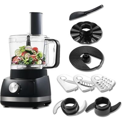 TopStrong Food Processor, 6-in-1 Food Processor and Blender Multifunctional for Chopping, Slicing, Shredding and Kneading Dough, 3 Speeds with Pulse, 2L Mixing Bowl, 3-in-1 Cutting Disc, 800W, Black TopStrong Food Processor, 6-in-1 Food Processor and Blender Multifunctional for Chopping, Slicing, Shredding and Kneading Dough, 3 Speeds with Pulse, 2L Mixing Bowl, 3-in-1 Cutting Disc, 800W, Black