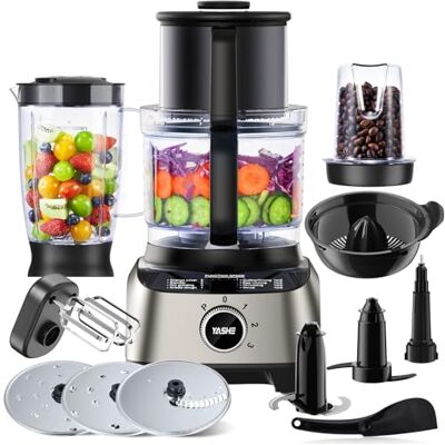 YASHE 1300W Food Processor, 11-in-1 Multifunctional Kitchen Machine with 2.5L Bowl & 1.5L Blender, Mixer, Grinder, Juicer, Dough Kneader, Chopper, Slicer & Shredder for Family Use YASHE 1300W Food Processor, 11-in-1 Multifunctional Kitchen Machine with 2.5L Bowl & 1.5L Blender, Mixer, Grinder, Juicer, Dough Kneader, Chopper, Slicer & Shredder for Family Use