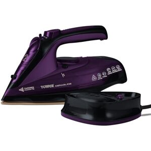 Tower T22008 CeraGlide Cordless Steam Iron with Ceramic Soleplate and Variable Steam Function, 2400 W, Purple Tower T22008 CeraGlide Cordless Steam Iron with Ceramic Soleplate and Variable Steam Function, 2400 W, Purple