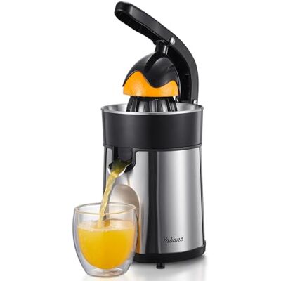 Yabano Electric Citrus Juicer Squeezer, Stainless Steel Orange Juicer with 2 Interchangeable Cones for Orange, Lemon & Grapefruit, Easy to Clean (Black) Yabano Electric Citrus Juicer Squeezer, Stainless Steel Orange Juicer with 2 Interchangeable Cones for Orange, Lemon & Grapefruit, Easy to Clean (Black)