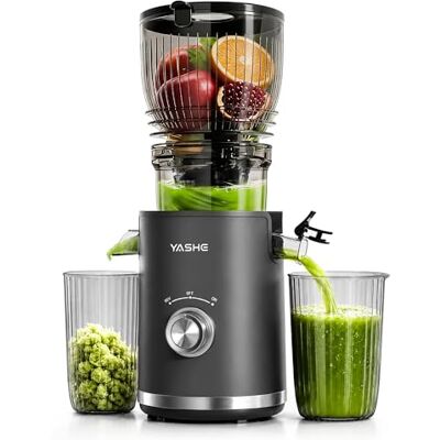 YASHE Cold Press Juicer, 148mm Extra Large Feed Chute for Whole Fruits & Vegetables, 300W Slow Masticating Juicer Machine, High Juice Yield, BPA-Free, Easy to Clean with Reverse Function YASHE Cold Press Juicer, 148mm Extra Large Feed Chute for Whole Fruits & Vegetables, 300W Slow Masticating Juicer Machine, High Juice Yield, BPA-Free, Easy to Clean with Reverse Function