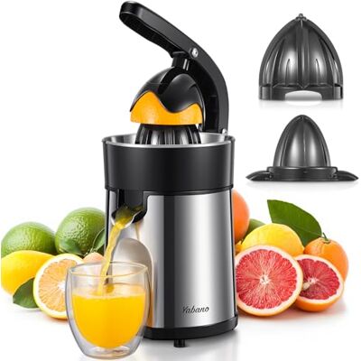 Yabano Electric Citrus Juicer, Stainless Steel Orange Juicer Machine with 2 Reamers, Anti-Drip Spout, Removable Filter & Juice Collector, Easy Clean Citrus Press for Oranges, Lemons, Limes & Grapefrui Yabano Electric Citrus Juicer, Stainless Steel Orange Juicer Machine with 2 Reamers, Anti-Drip Spout, Removable Filter & Juice Collector, Easy Clean Citrus Press for Oranges, Lemons, Limes & Grapefrui