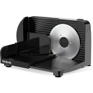 YASHE Foldable Electric Food Slicer, 180W Meat Slicer with Adjustable Thickness 0–15 mm, 17 cm Stainless Steel Blade, Compact & Easy to Store for Meat, Cheese, Bread & Vegetables, Black YASHE Foldable Electric Food Slicer, 180W Meat Slicer with Adjustable Thickness 0–15 mm, 17 cm Stainless Steel Blade, Compact & Easy to Store for Meat, Cheese, Bread & Vegetables, Black