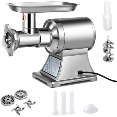 GiantexUK Electric Meat Mincer Grinder, Stainless Steel Sausage Maker with 750W Copper Motor, 2 Cutting Plates, Sausage & Kibble Kit, Heavy Duty Commercial Food Grinding Mincing Machine for Home GiantexUK Electric Meat Mincer Grinder, Stainless Steel Sausage Maker with 750W Copper Motor, 2 Cutting Plates, Sausage & Kibble Kit, Heavy Duty Commercial Food Grinding Mincing Machine for Home