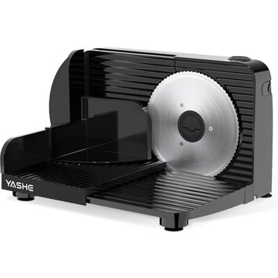 YASHE Foldable Electric Food Slicer, 180W Meat Slicer with Adjustable Thickness 0–15 mm, 17 cm Stainless Steel Blade, Compact & Easy to Store for Meat, Cheese, Bread & Vegetables, Black YASHE Foldable Electric Food Slicer, 180W Meat Slicer with Adjustable Thickness 0–15 mm, 17 cm Stainless Steel Blade, Compact & Easy to Store for Meat, Cheese, Bread & Vegetables, Black