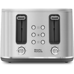 Morphy Richards Motive 4 Slice Toaster, Browning Controls, Reheat, Cancel and Defrost Settings, Bread Lever, Removable Crumb Tray, Electromagnet Cover, 1600W, Brushed Steel, 242800 Morphy Richards Motive 4 Slice Toaster, Browning Controls, Reheat, Cancel and Defrost Settings, Bread Lever, Removable Crumb Tray, Electromagnet Cover, 1600W, Brushed Steel, 242800