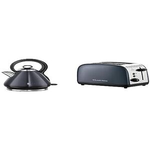 Russell Hobbs 26412 Traditional Kettle & 26552 2 Slice Toaster, Grey