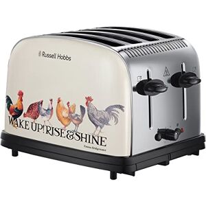 Russell Hobbs 25780 Emma Bridgewater 4 Slice Toaster - Rise & Shine Hen's with Wide Slots and Independent 2 Slot Operation, Cream