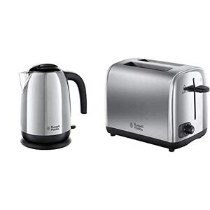 Russell Hobbs 23911 Adventure Electric Kettle Open Handle, Stainless Steel, 3000 W, 1.7 Litre, Polished with 2 Slice Toaster