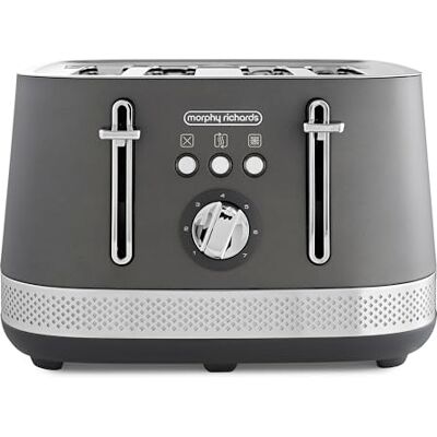 Morphy Richards Illumination 4 Slice Toaster, 7 Toast Settings, Browning Controls, Variable Width Slots, Auto Pop-up, Removeable Crumb Tray, Cord Storage, 1500W, Titanium, 248022 Morphy Richards Illumination 4 Slice Toaster, 7 Toast Settings, Browning Controls, Variable Width Slots, Auto Pop-up, Removeable Crumb Tray, Cord Storage, 1500W, Titanium, 248022