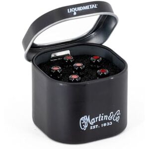 MARTIN LUXE BY Acoustic Guitar Bridge Pins Gloss Black with Red Inlay Liquidmetal Frame to Increase Volume and Support Set of 6 MARTIN LUXE BY Acoustic Guitar Bridge Pins Gloss Black with Red Inlay Liquidmetal Frame to Increase Volume and Support Set of 6
