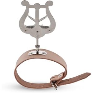 GEWA Marching Music Holder Flute Nickel Plated Medium Lyra 2 Pushers Wide Leather Strap GEWA Marching Music Holder Flute Nickel Plated Medium Lyra 2 Pushers Wide Leather Strap
