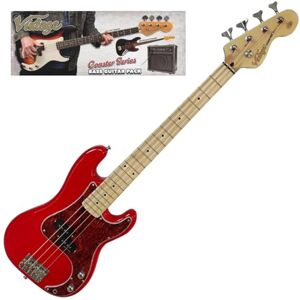 VINTAGE V30 COASTER 7/8 BASS GUITAR PACK GLOSS RED VINTAGE V30 COASTER 7/8 BASS GUITAR PACK GLOSS RED